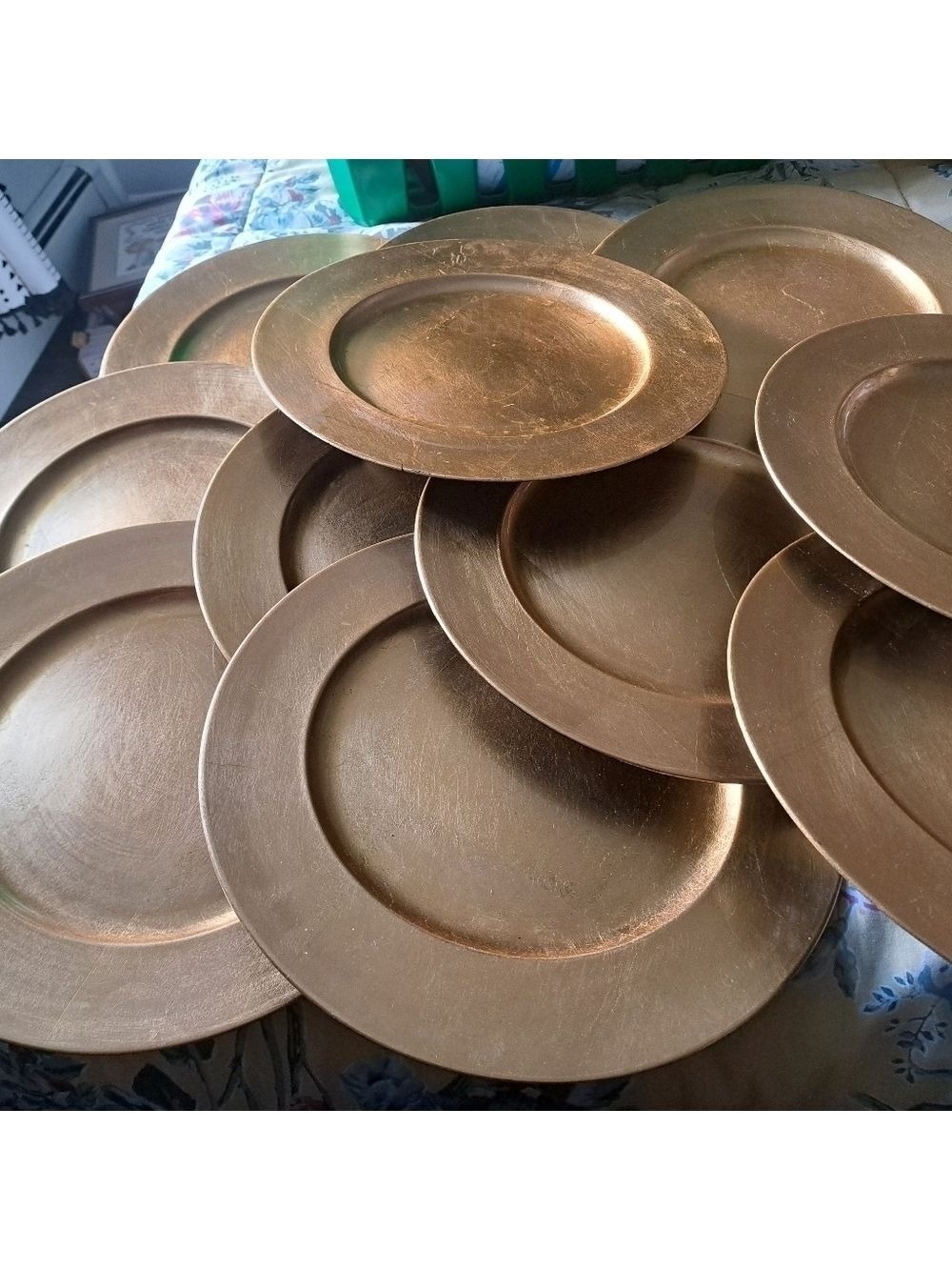 BOWRING tradition gold charger plates lacquered 13" round wedding holiday 12 - Picture 13 of 15